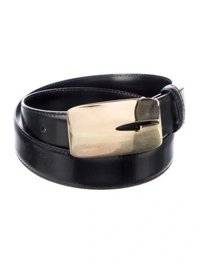 Pre-owned Gucci Leather Belt In Black