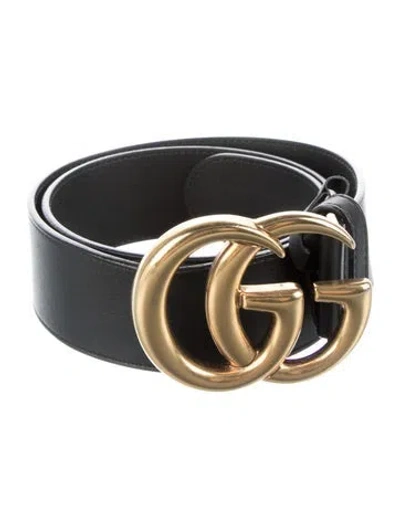 Pre-owned Gucci Leather Belt In Black