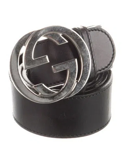 Pre-owned Gucci Leather Belt In Black