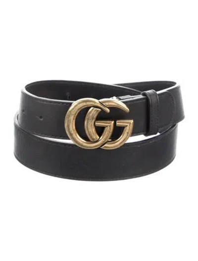 Pre-owned Gucci Leather Belt In Black