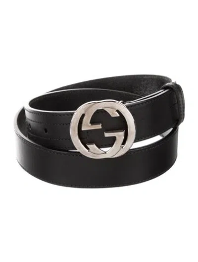 Pre-owned Gucci Leather Belt In Black