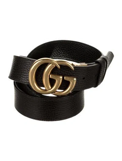 Pre-owned Gucci Leather Belt In Black