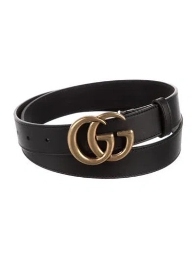 Pre-owned Gucci Leather Belt In Black