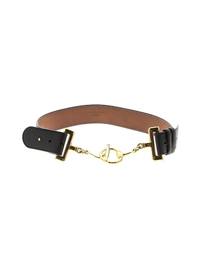 Pre-owned Gucci Leather Belt In Black