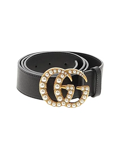 Pre-owned Gucci Leather Belt In Black