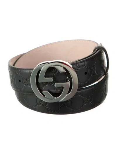 Pre-owned Gucci Leather Belt In Black
