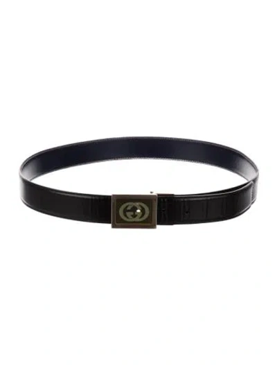 Pre-owned Gucci Leather Belt In Black