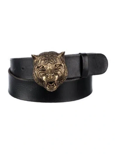 Pre-owned Gucci Leather Belt In Black