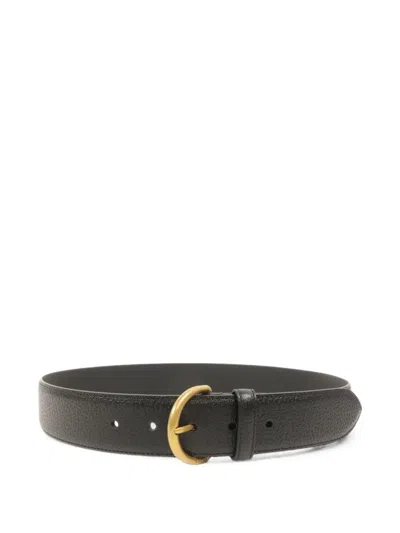 Pre-owned Gucci Leather Belt In Black