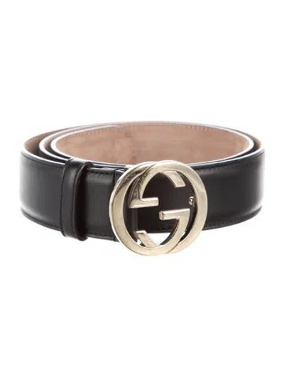 Pre-owned Gucci Leather Belt In Black/gold