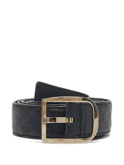 Pre-owned Gucci Leather Belt In Blue