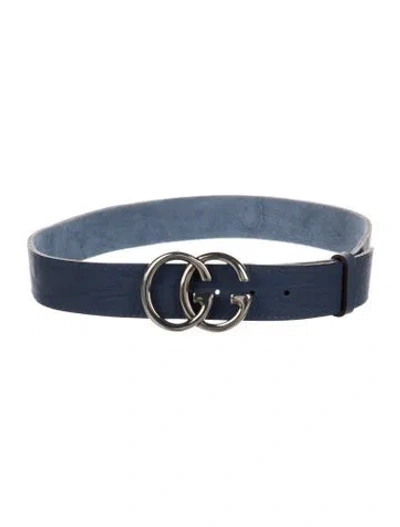 Pre-owned Gucci Leather Belt In Blue