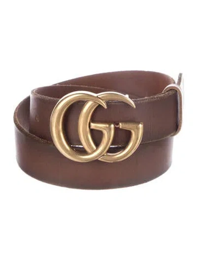 Pre-owned Gucci Leather Belt In Brown