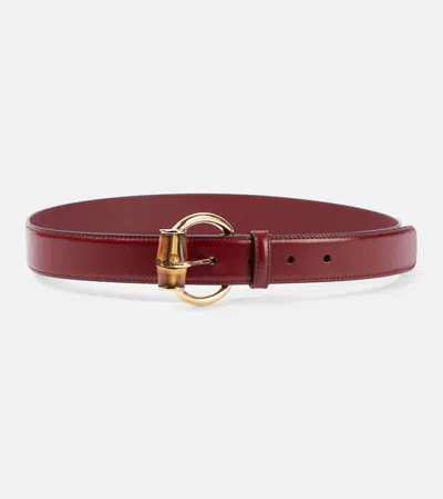 Gucci Leather Belt In Burgund