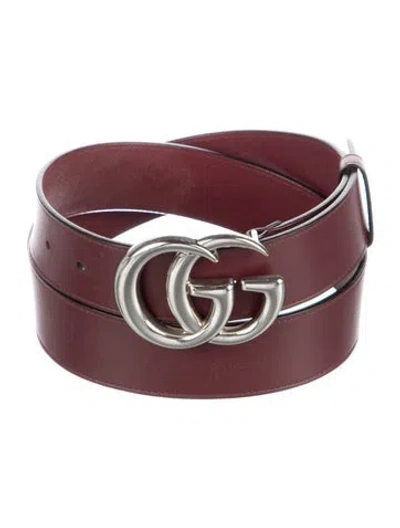 Pre-owned Gucci Leather Belt In Burgundy