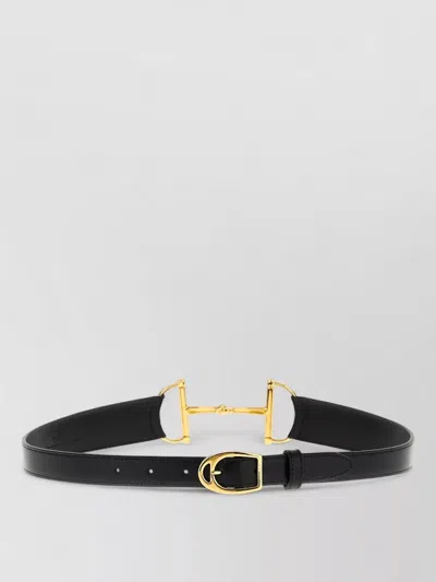 Gucci Leather Belt Featuring Iconic Horsebit Detail In Black