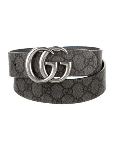 Pre-owned Gucci Leather Belt In Gray