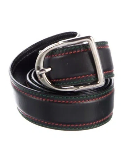 Pre-owned Gucci Leather Belt Kit In Black