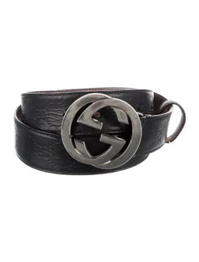 Pre-owned Gucci Leather Belt Kit In Black