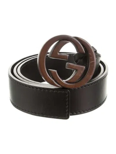 Pre-owned Gucci Leather Belt Kit In Black