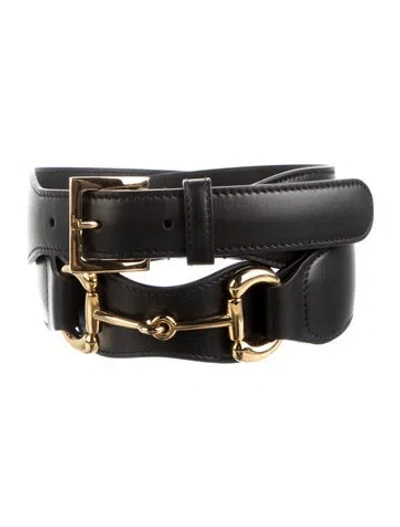 Pre-owned Gucci Leather Belt Kit In Black