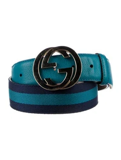 Pre-owned Gucci Leather Belt Kit In Blue