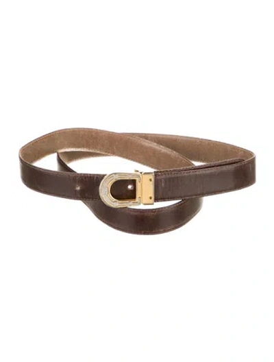 Pre-owned Gucci Leather Belt Kit In Brown