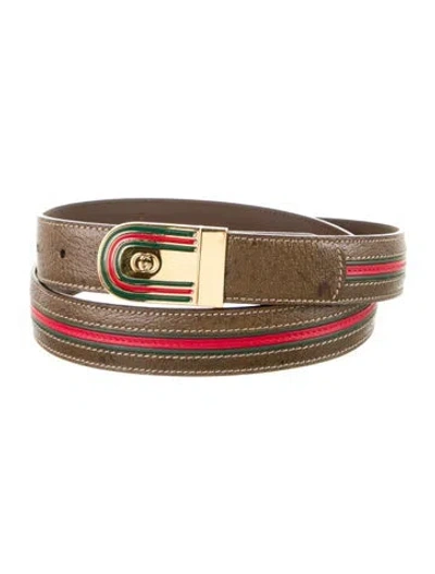 Pre-owned Gucci Leather Belt Kit In Brown
