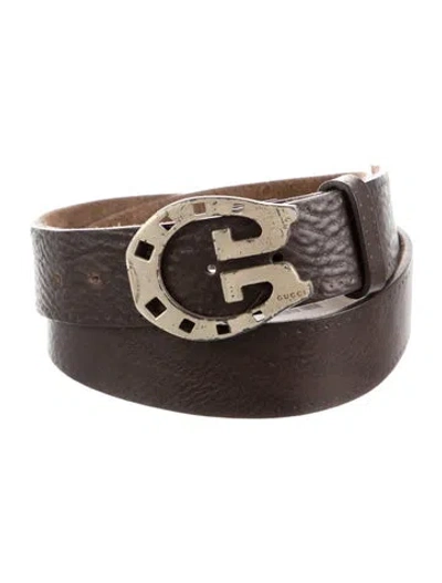 Pre-owned Gucci Leather Belt Kit In Brown