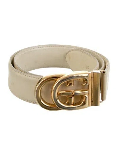 Pre-owned Gucci Leather Belt In Neutral