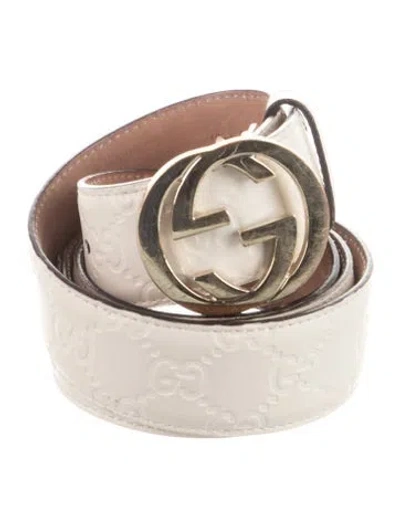 Pre-owned Gucci Leather Belt In Neutral