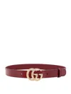 Gucci Gg Marmont Leather Thin Belt In Red