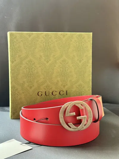 Pre-owned Gucci Leather Belt Red