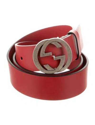 Pre-owned Gucci Leather Belt In Red