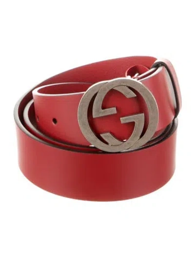 Pre-owned Gucci Leather Belt In Red