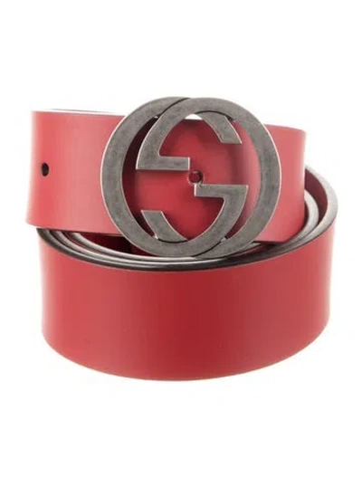 Pre-owned Gucci Leather Belt In Red