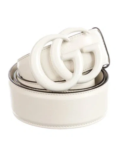 Pre-owned Gucci Leather Belt In White