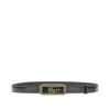 Gucci Leather Belt With Crystal Double G Buckle In Black