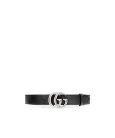 Gucci Leather Belt With Double G Buckle In Black