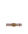 Gucci Leather Belt With Double G Buckle In Pink