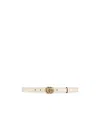 Gucci White Leather Belt With Distinctive Double G Buckle In White