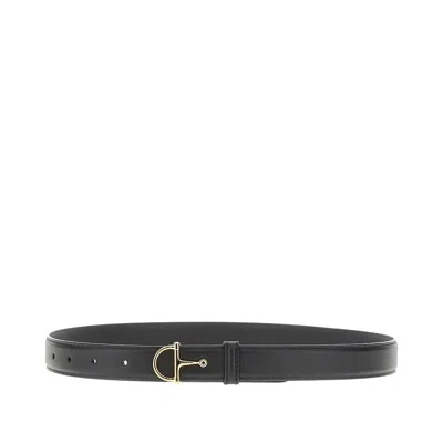 Gucci Leather Belt With Half-horsebit Buckle In Black