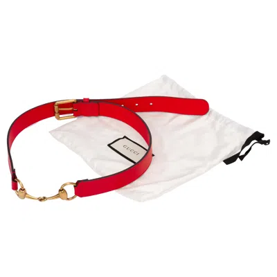 Pre-owned Gucci Leather Belt With Horse-bit Detail In Sand