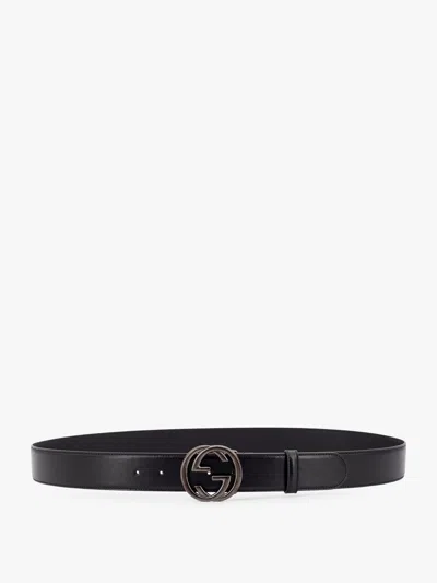 Gucci Leather Belt With Incrocio Gg Buckle