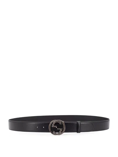 Gucci Leather Belt With Incrocio Gg Buckle