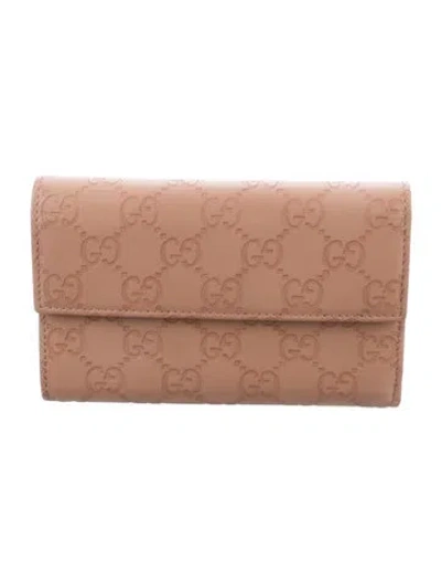 Pre-owned Gucci Leather Bifold Wallet W/ Tags In Neutral