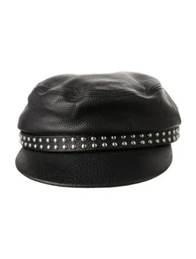 Pre-owned Gucci Leather Biker Cap In Black
