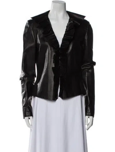 Pre-owned Gucci Leather Biker Jacket In Black