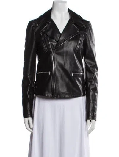 Pre-owned Gucci Leather Biker Jacket In Black
