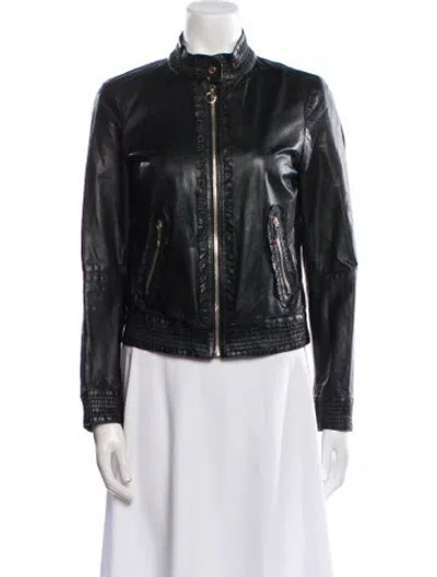 Pre-owned Gucci Leather Biker Jacket In Black